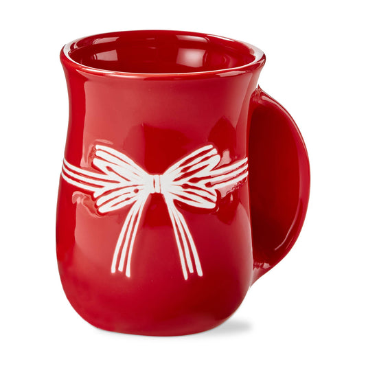 Red Bow Handwarmer Mug, Earthenware, Christmas