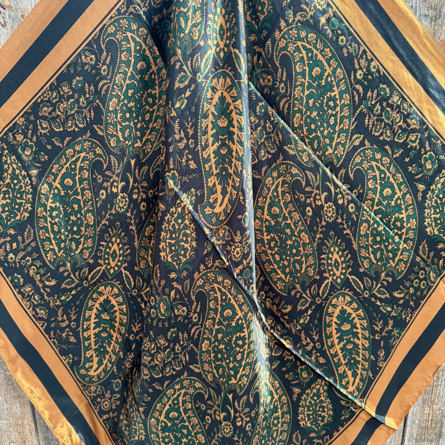 Green and Tan Floral Wild Rag