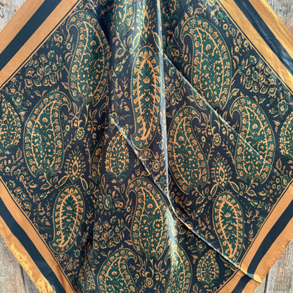 Green and Tan Floral Wild Rag