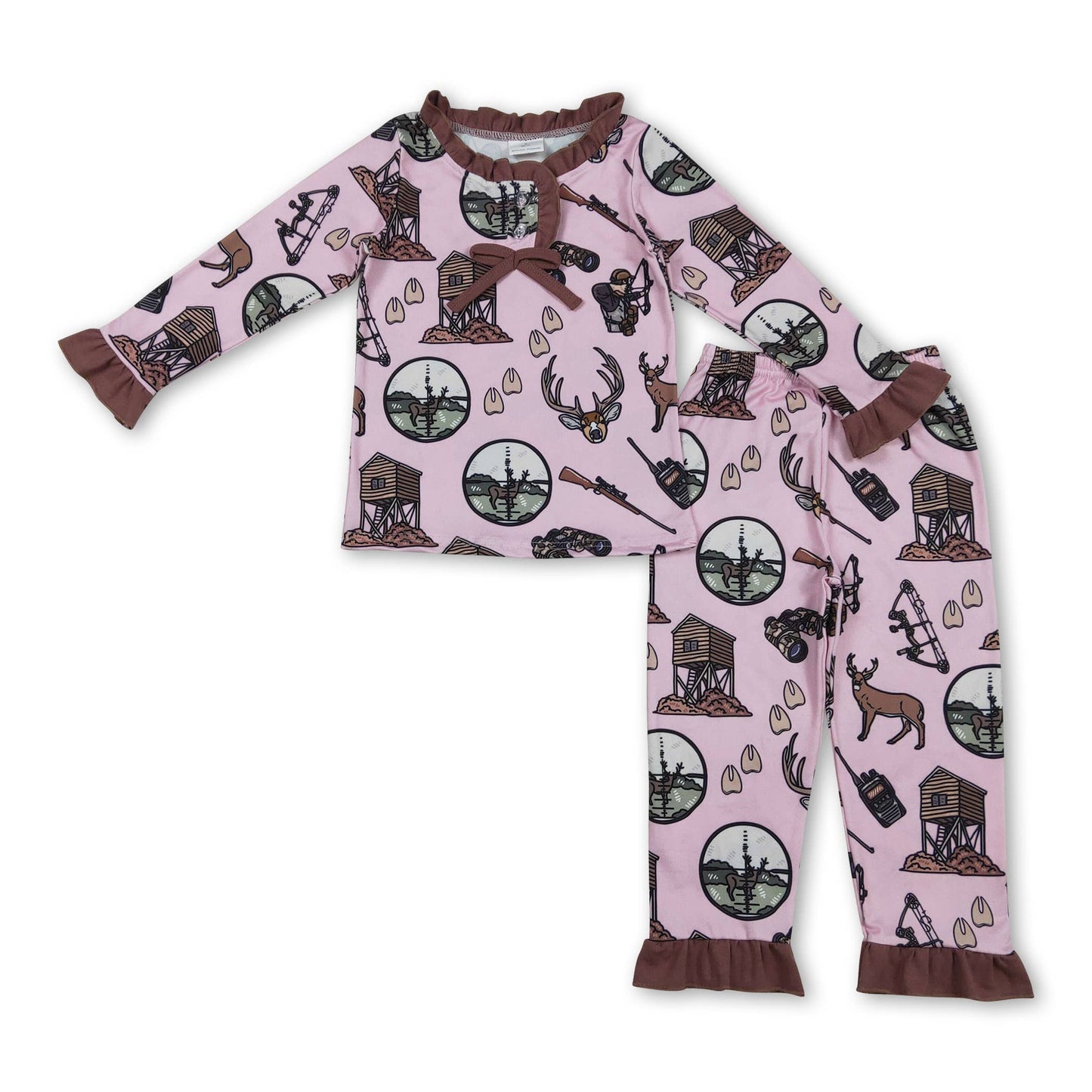 Boy & Girls Long Sleeves Hunting Deer Pajamas