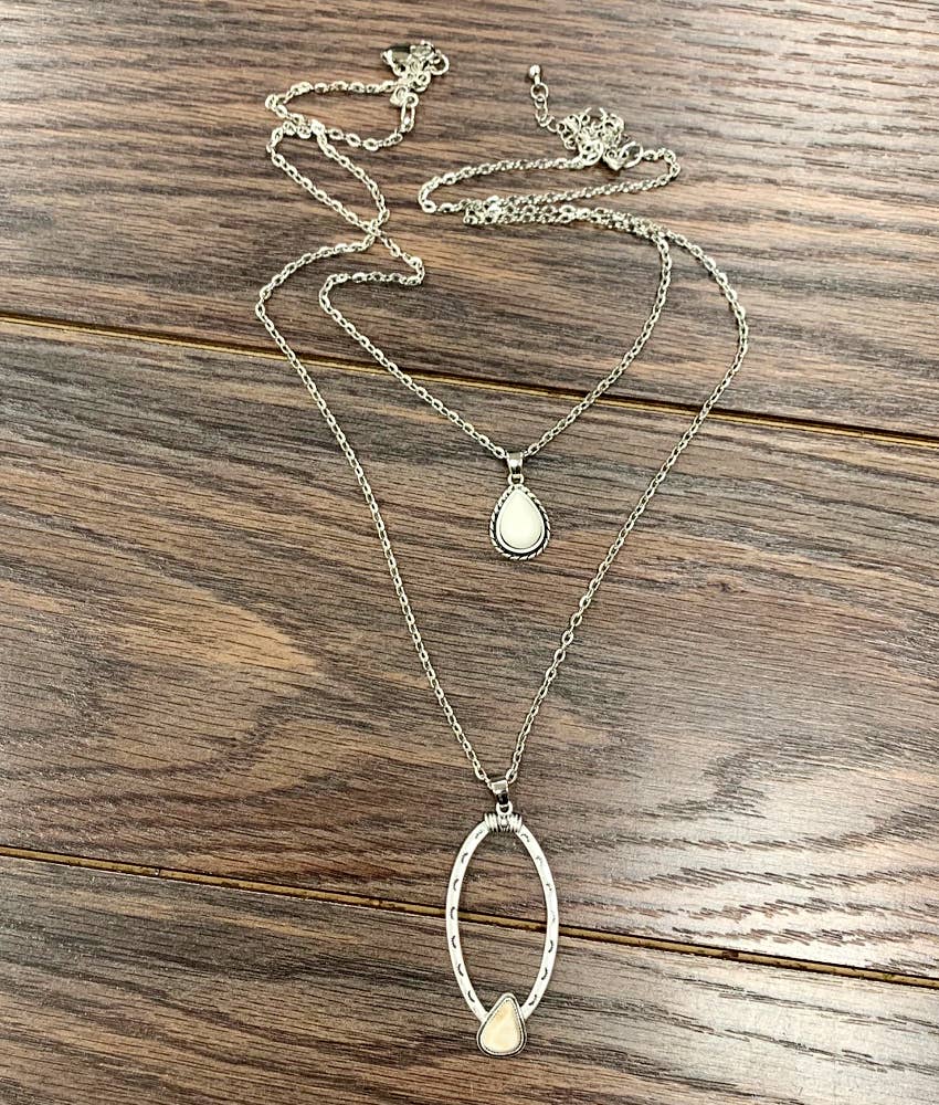 Bohemian Concho White Turquoise Necklace