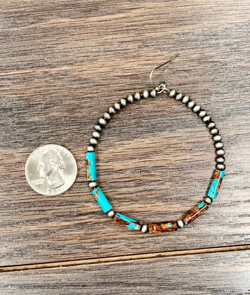 Cylindrical Gemstone Hoop Earrings