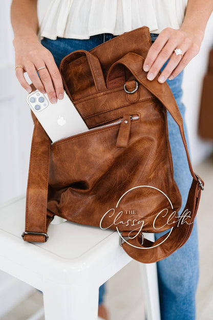 Frankie Fold Over Backpack - Tan