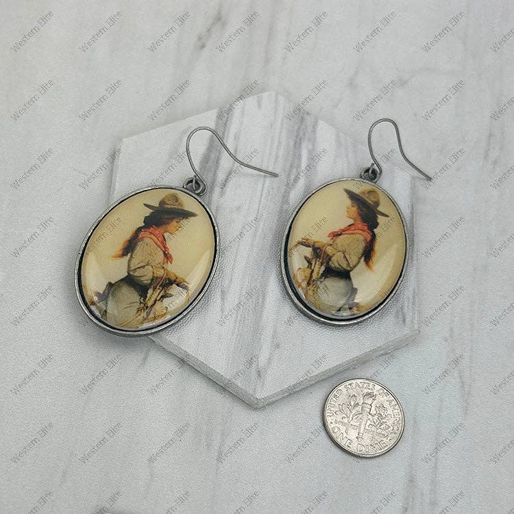Cowgirl Oval Earrings