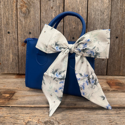 Blue and Green Floral Skinny Mini Wild Rag Scarf