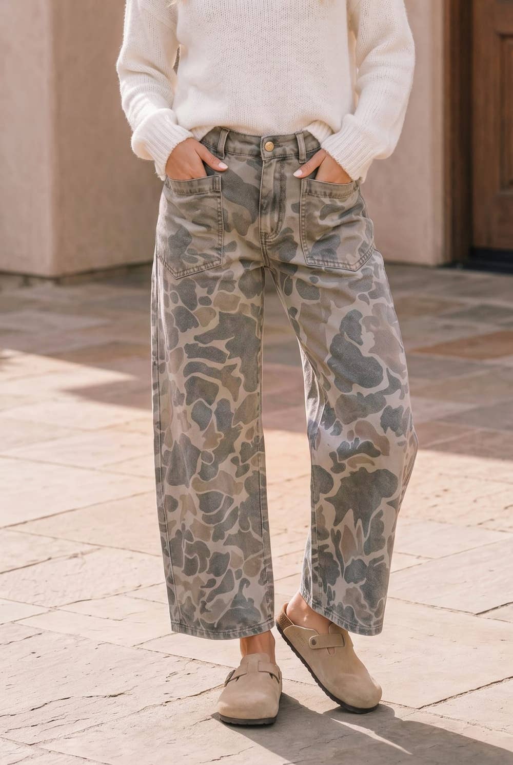Women's Camo Wide Leg Denim Pants