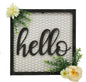 Hello Script Metal Chicken Wire Sign, Floral Decorated