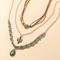 Boho Mesa Layered Necklace - Turquoise Bead and Cactus Pendant
