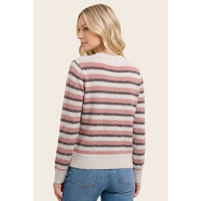 Women's Pink Stripped Cardigan