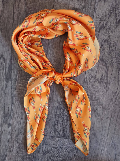 WILD RAG Dark Mustard Gold Cactus Cowboy Western Neck Scarf Bandanna by Double B Wild Rags