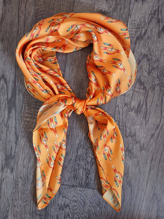 WILD RAG Dark Mustard Gold Cactus Cowboy Western Neck Scarf Bandanna by Double B Wild Rags