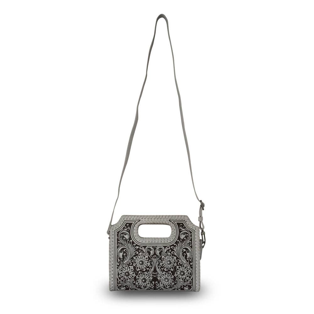Hand Tooled Alma Medium Handbag - Ivory Dust
