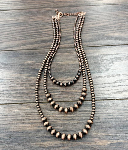 Copper Western Bead 3-strand Necklace