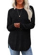 Women's Ribbed Knit Pullover Sweater - Black