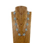 Blue Turquoise Stone Flower Chain Necklace