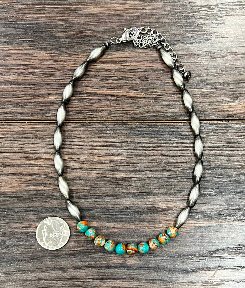 Western Elongated Bead Gemstone Necklace