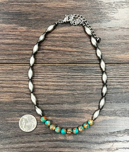 Western Elongated Bead Gemstone Necklace