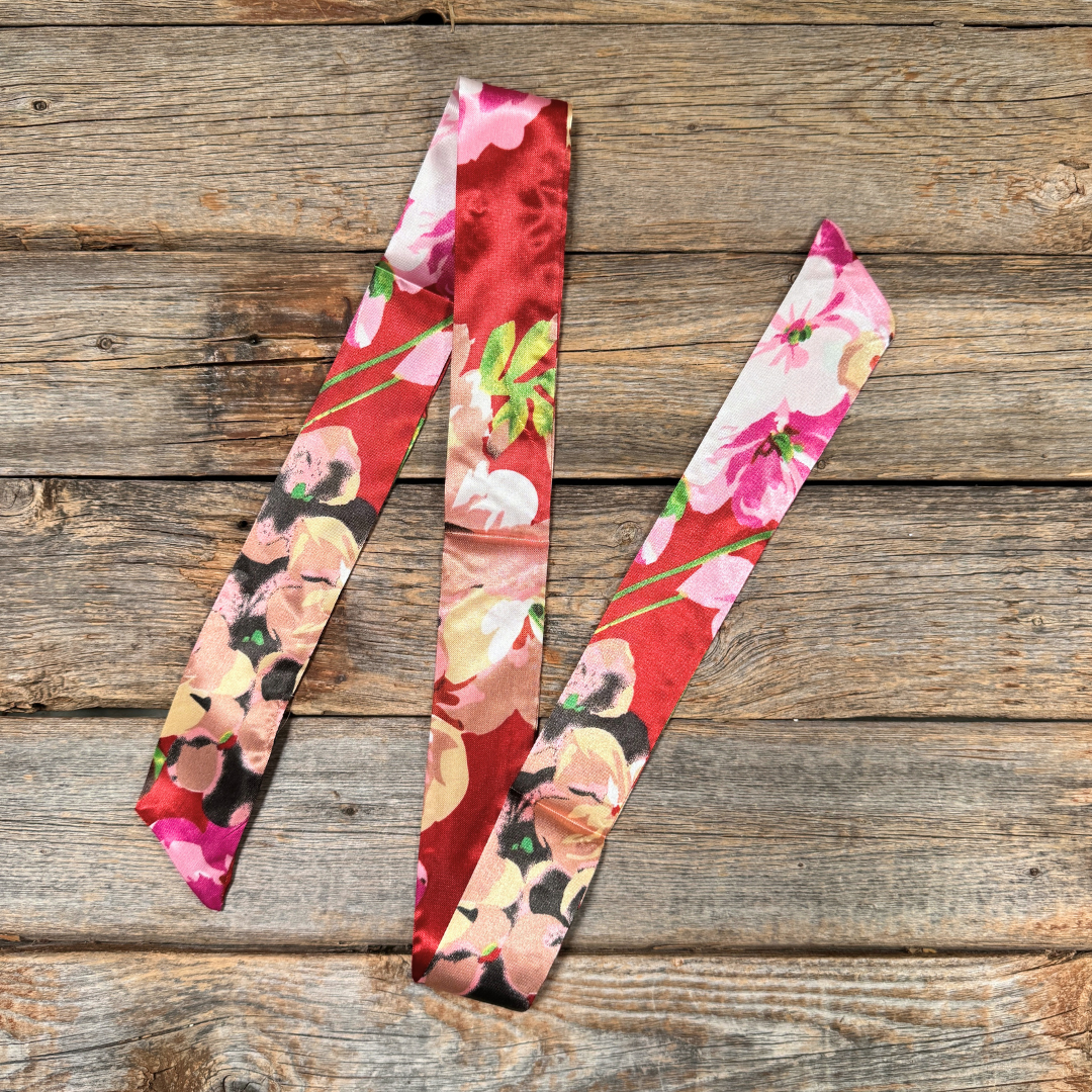Red and Pink Skinny Mini Wild Rag Scarf