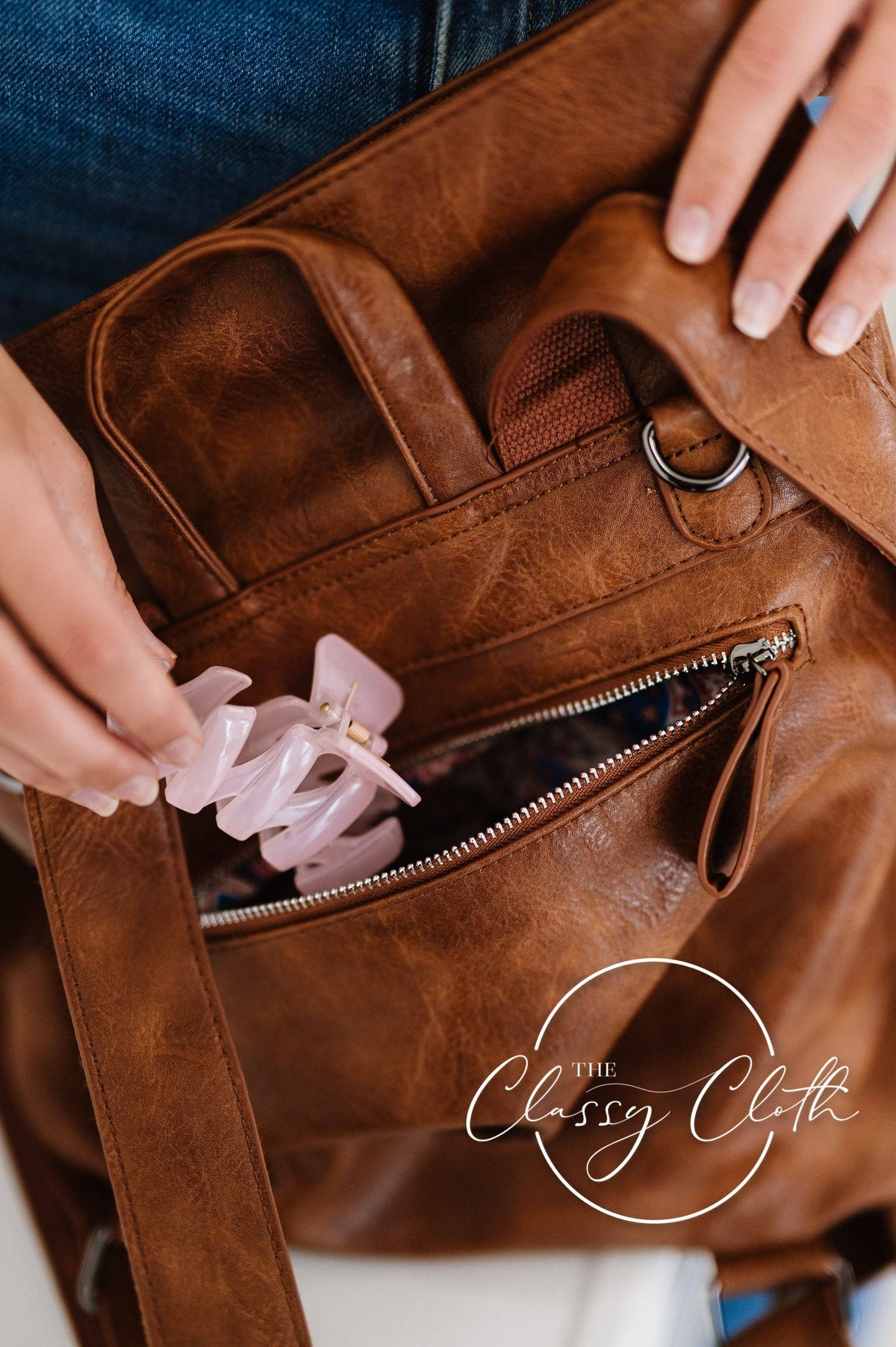 Frankie Fold Over Backpack - Tan