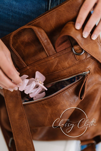 Frankie Fold Over Backpack - Tan
