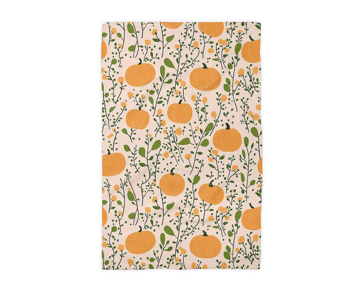 Fall Pumpkin Floral Kitchen Waffle Towel