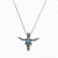 Western Longhorn Skull Necklace with Turquoise Accent