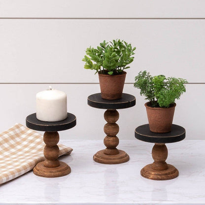 Mini Risers - Black Top Wood Base