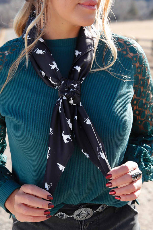 Women's Cruel Denim Wild Rag Black Horse Print