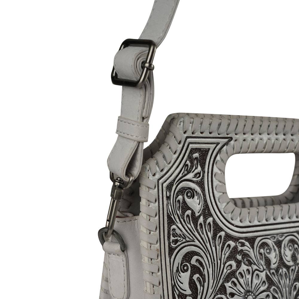 Hand Tooled Alma Medium Handbag - Ivory Dust