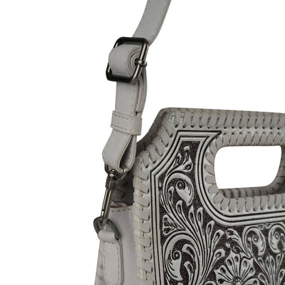 Hand Tooled Alma Medium Handbag - Ivory Dust