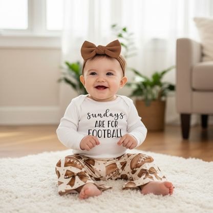 Girl's Football Bows Baby Bell Bottom Outfit