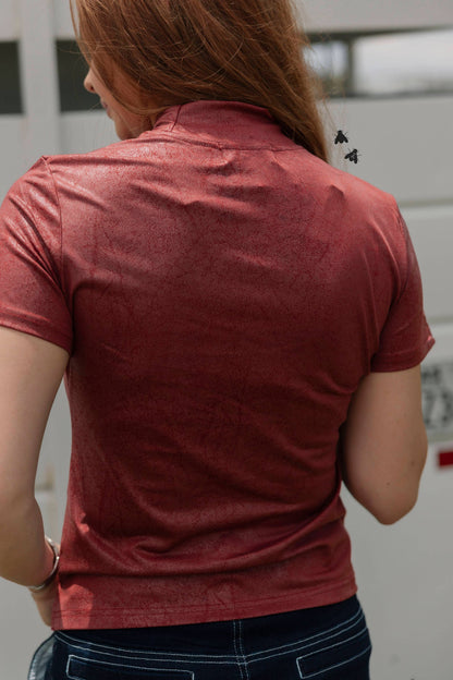 Women's 2FlyCo Leather Feelz Top - Burgundy