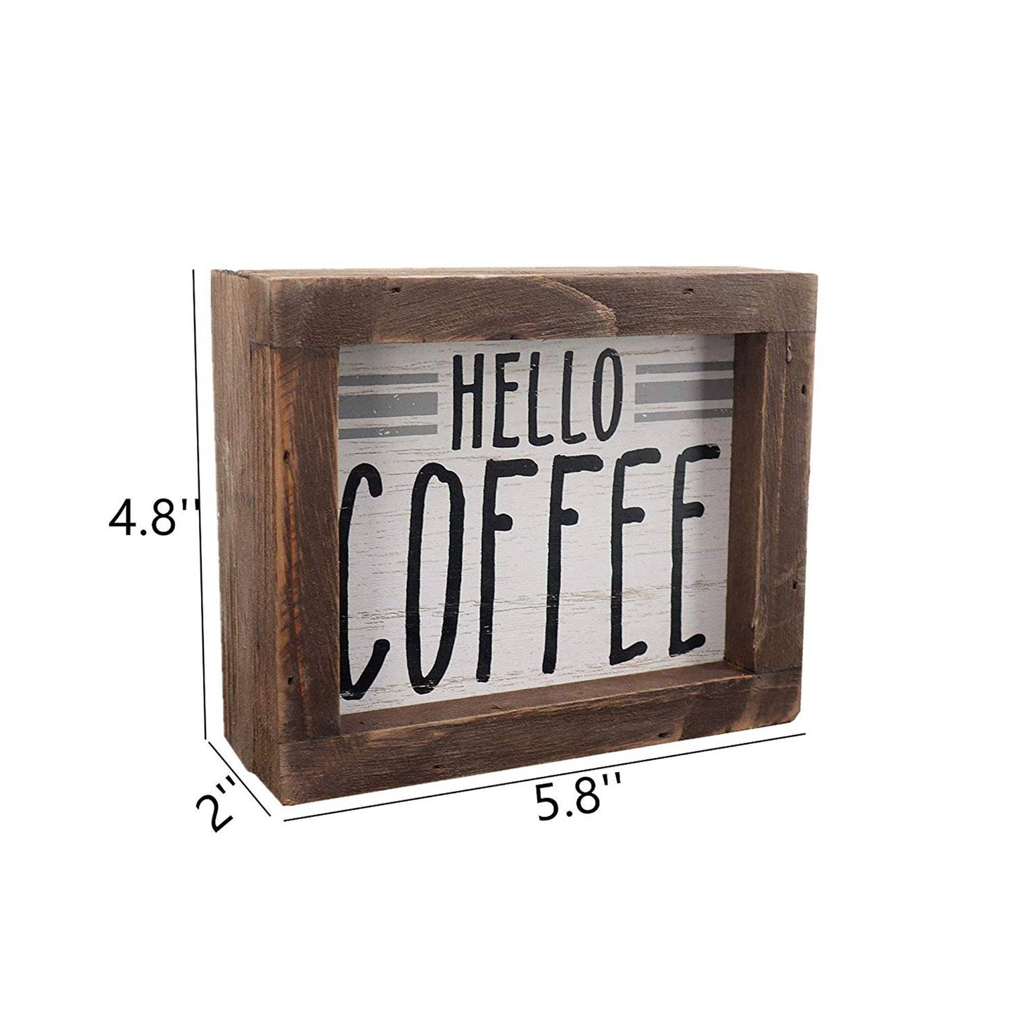 Hello Coffee Barn Wood Small Box Sign Kitchen Decor
