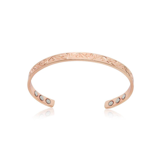 Daisy Flower Embossed Tiny Copper Bracelet
