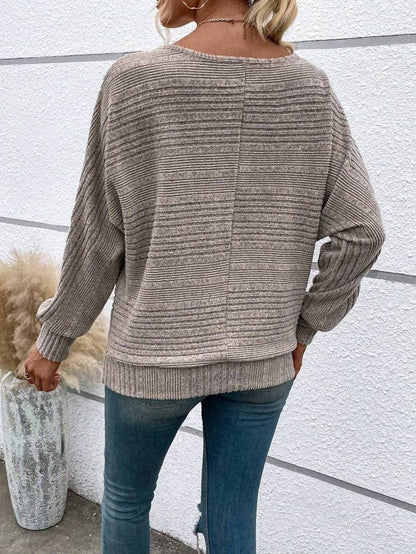 Women's Lightweight Ribbed Knit Sweater - Khaki