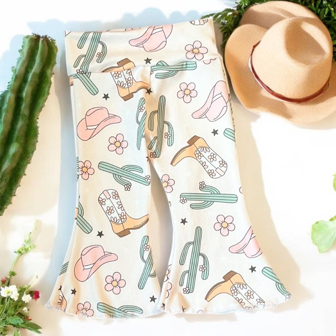 Pink Cowgirl Baby Bell Bottom Outfit