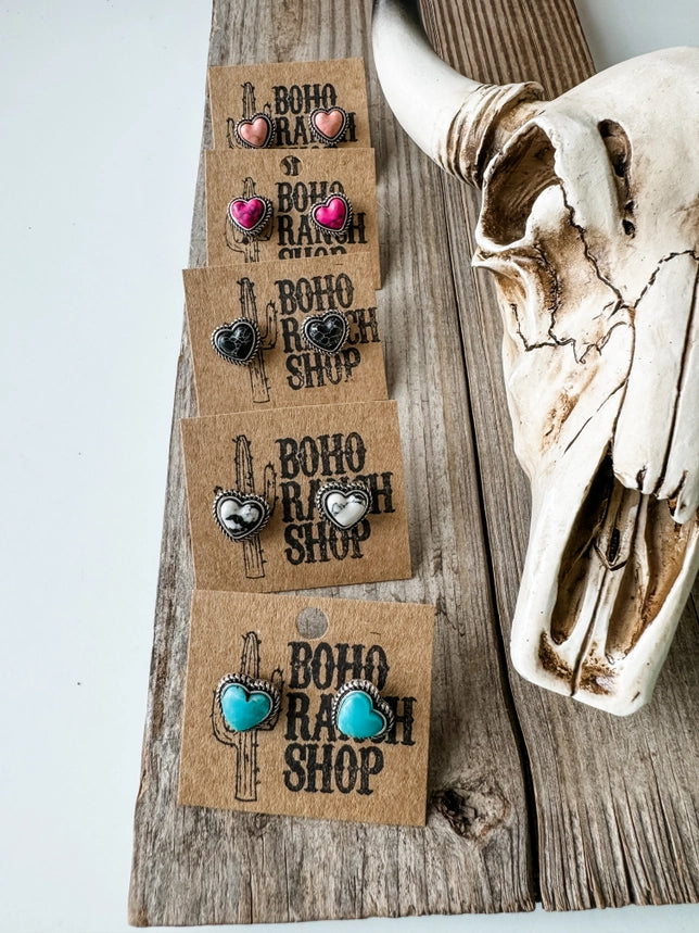 Western Mini Stone Stud Earrings