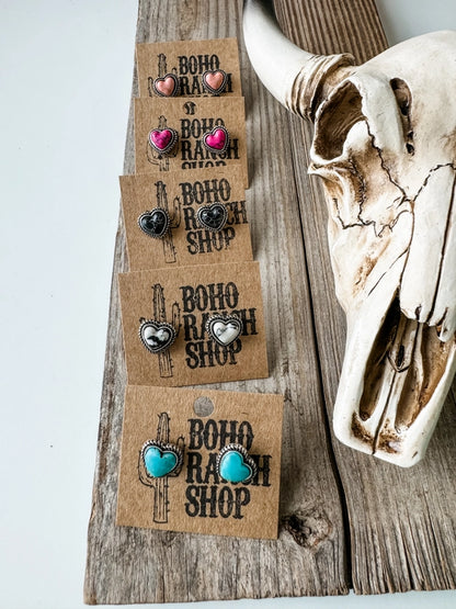 Western Mini Stone Stud Earrings
