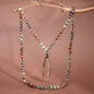 Natural Stone Bead Necklace with Crystal Pendant