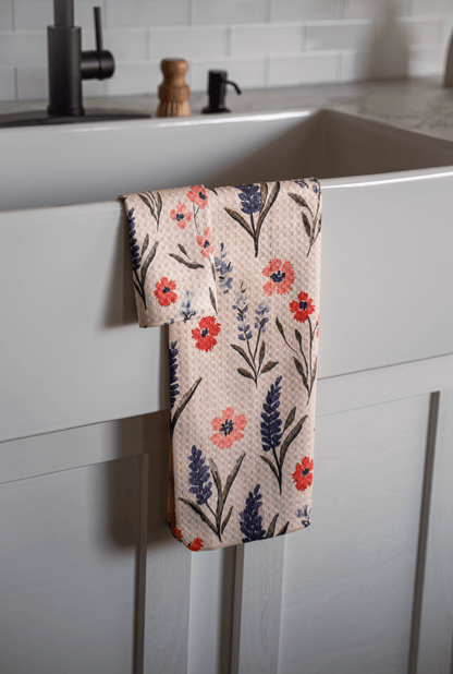 Tan Wildflowers Dishcloth