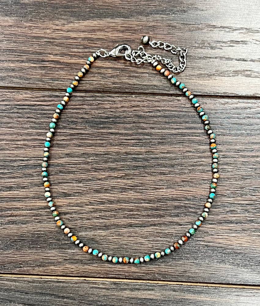 Round Gemstone and Bead Necklace