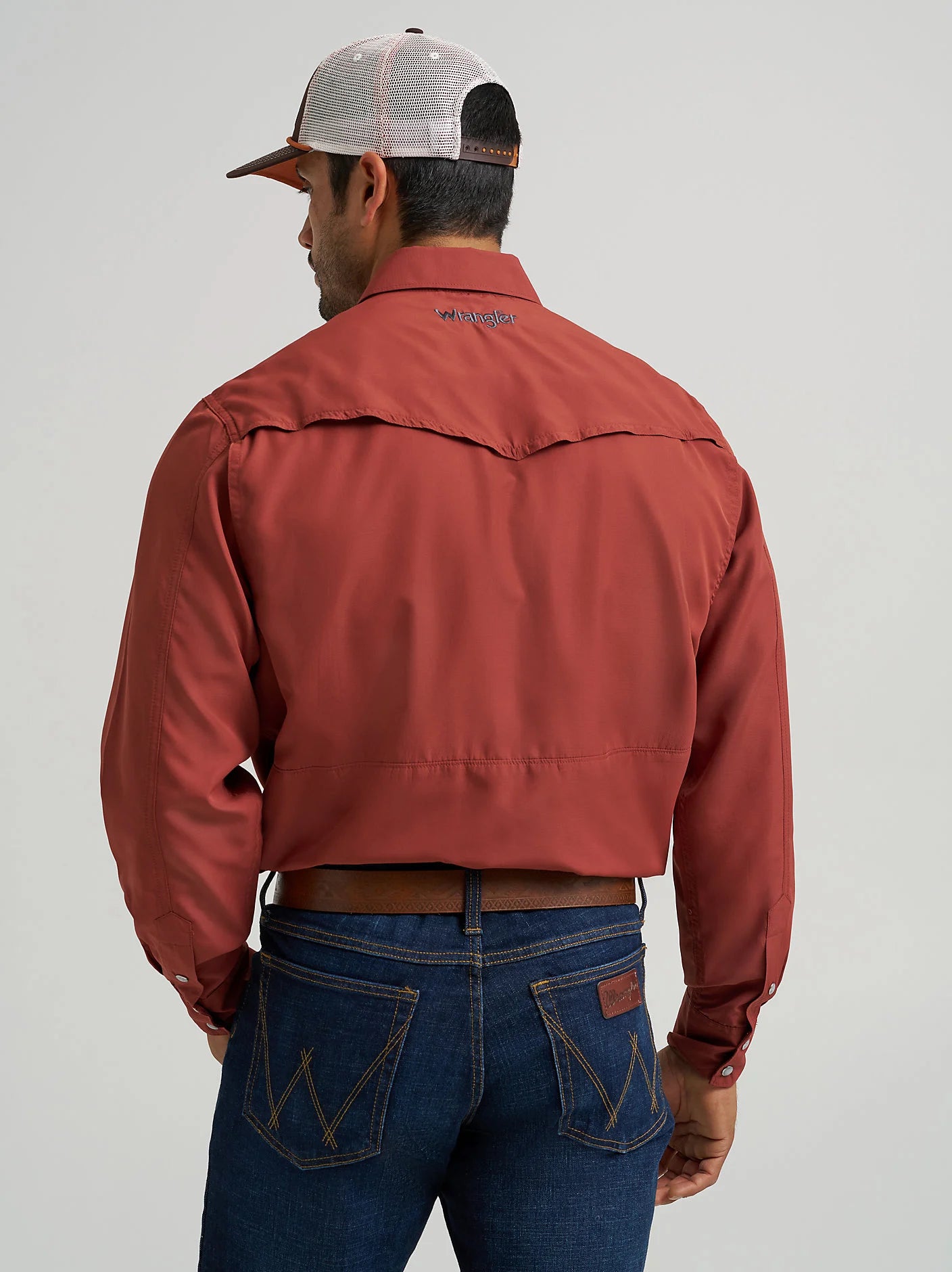 Men's Wrangler Performance Snap Long Sleeve Shirt - Henna