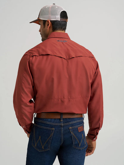 Men's Wrangler Performance Snap Long Sleeve Shirt - Henna