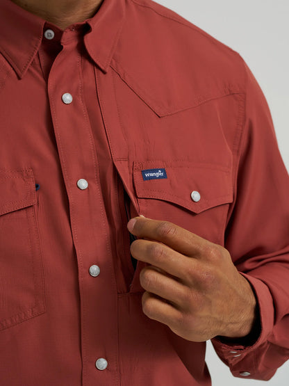 Men's Wrangler Performance Snap Long Sleeve Shirt - Henna