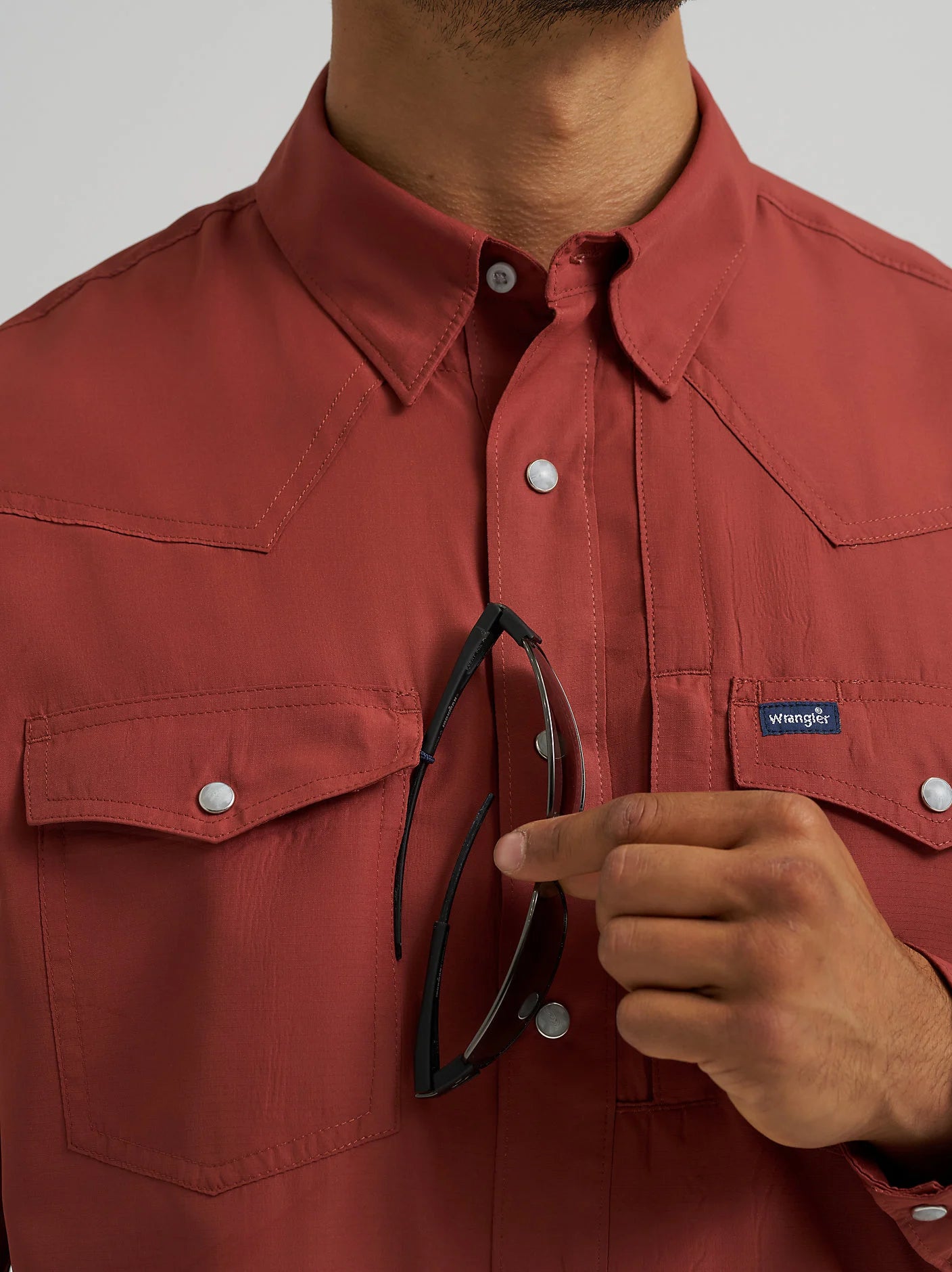 Men's Wrangler Performance Snap Long Sleeve Shirt - Henna