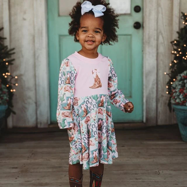 Girl's Shea Baby Pink & Green Camo Dress