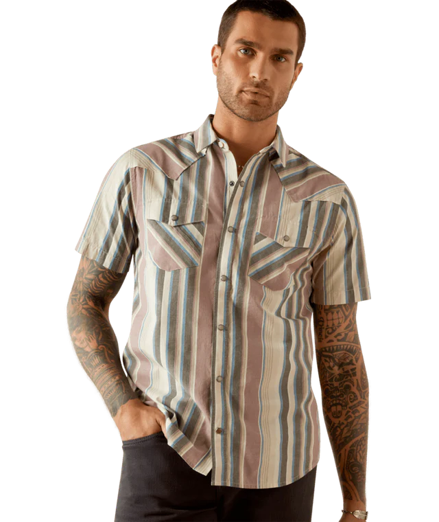 Men's Ariat Hughie Retro Fit Snap Short Sleeve Shirt