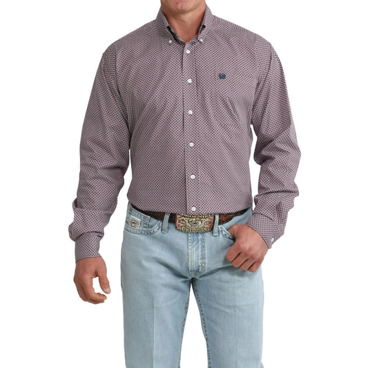 Men's Cinch Long Sleeve Purple Printed Button Down Shirt