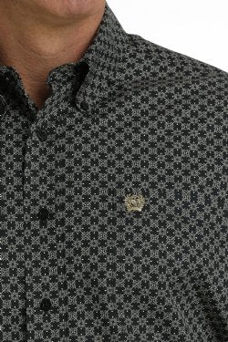 Men's Cinch Black/Khaki Geometric Print Button-Down Western Shirt