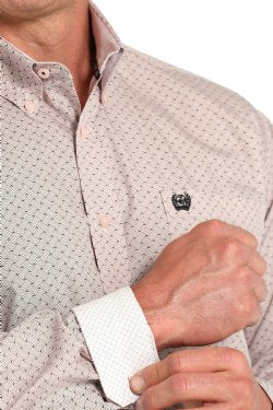 Men's Cinch Basketweave Print Button-Down Western Shirt - Pink